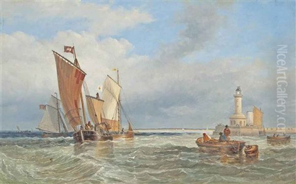 Shipping At The Harbour Mouth, Ramsgate Oil Painting by John Wilson Carmichael