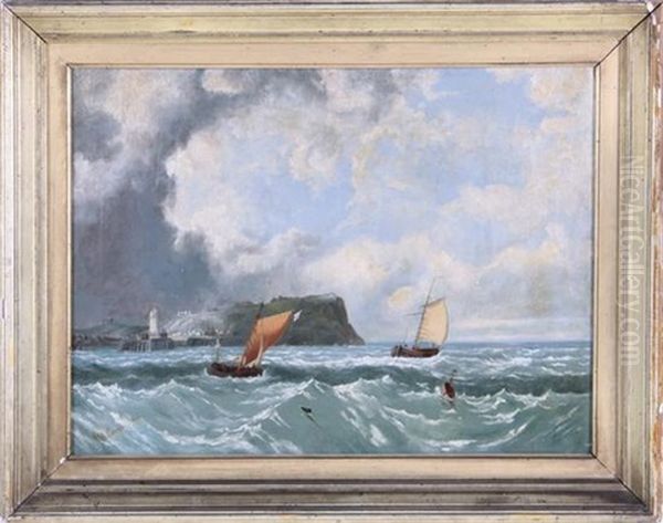 The Approaching Storm: Sailing Off The British Coast Oil Painting by John Wilson Carmichael