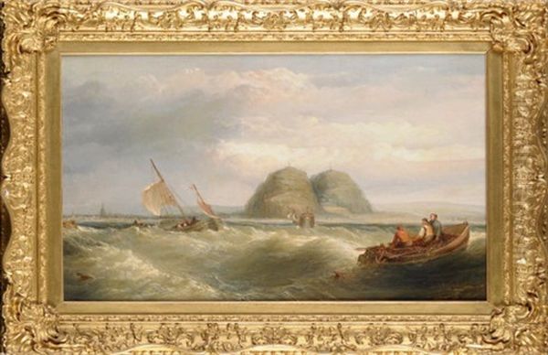 Figures In A Boat Off Dumbarton Oil Painting by John Wilson Carmichael