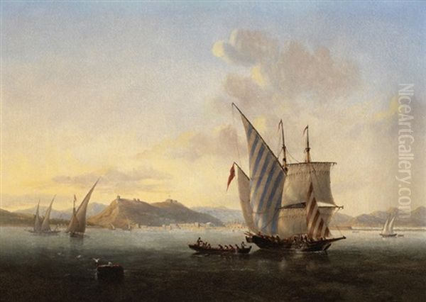 Polacre-rigged Xebec Oil Painting by John Wilson Carmichael