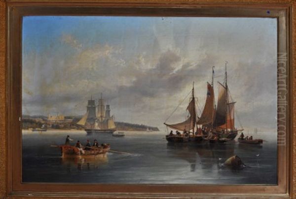 A Dutch Barge And Other Shipping In The Solent Off Osborne House Oil Painting by John Wilson Carmichael