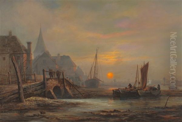 Preparation Of Fishing Boats, Low Countries Oil Painting by John Wilson Carmichael