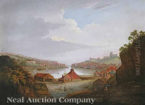 Whitby Harbor Oil Painting by John Wilson Carmichael