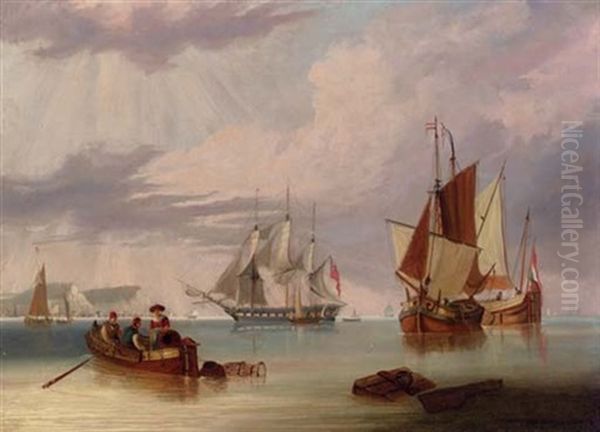 Shipping In The Channel Oil Painting by John Wilson Carmichael