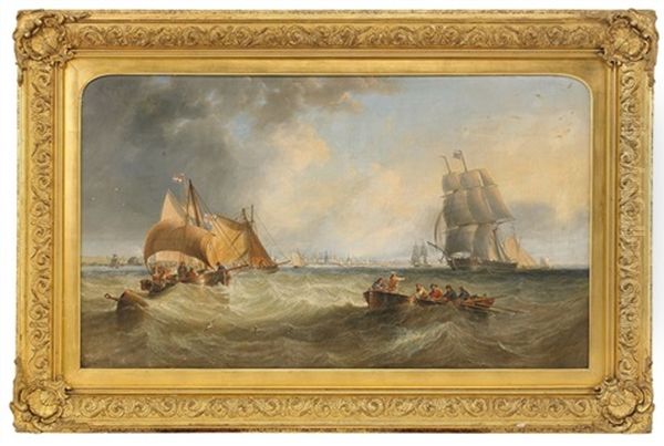 Fartyg Vid Englandskusten Oil Painting by John Wilson Carmichael