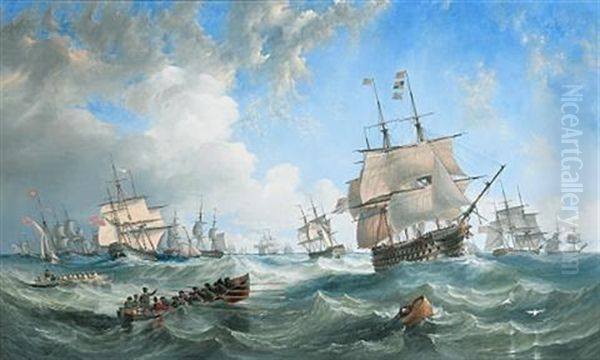 The Channel Fleet In Heavy Weather Oil Painting by John Wilson Carmichael