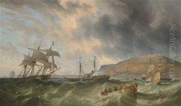 Construction Of The Portland Harbor, Dorset Oil Painting by John Wilson Carmichael