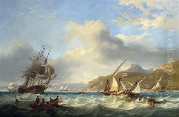 Men-o'-war And Other Shipping Off The Dardanelles Oil Painting by John Wilson Carmichael