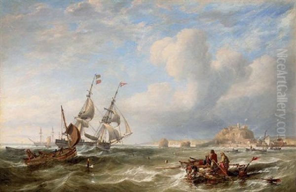 Shipping Off St. Helier, Jersey Oil Painting by John Wilson Carmichael