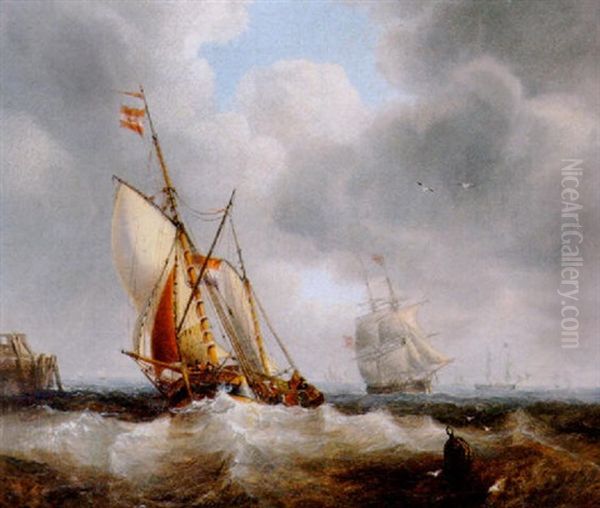 Entering Harbour Oil Painting by John Wilson Carmichael