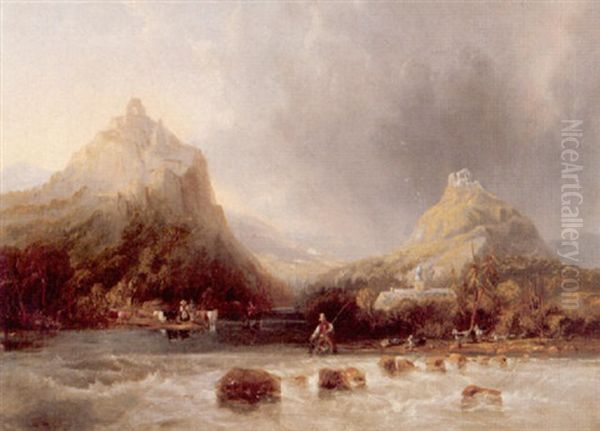 Nonnenwerth On The Rhine Oil Painting by John Wilson Carmichael