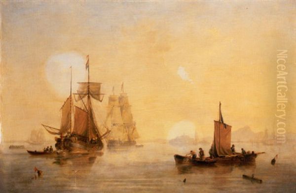 A Peaceful Anchorage Oil Painting by John Wilson Carmichael