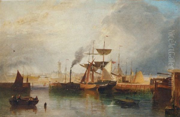 Goole Harbour Oil Painting by John Wilson Carmichael