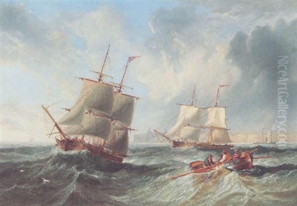 A Swell Off Whitehaven Oil Painting by John Wilson Carmichael