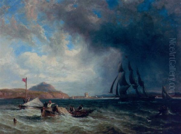 Bringing Down The Sails Oil Painting by John Wilson Carmichael