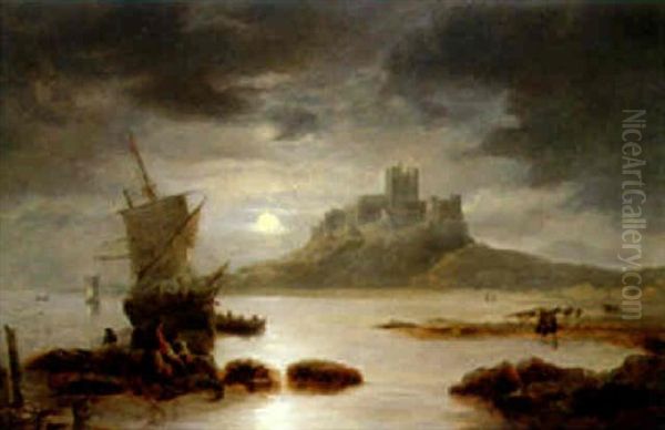 Bamburgh Castle Oil Painting by John Wilson Carmichael