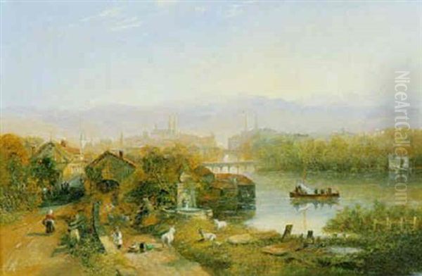 Blick Uber Die Limmat Auf Zurich Oil Painting by John Wilson Carmichael