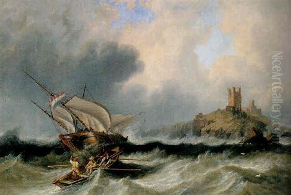 Dunstanburgh Castle Oil Painting by John Wilson Carmichael