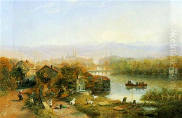 Blick Uber Die Limmat Auf Zurich Oil Painting by John Wilson Carmichael