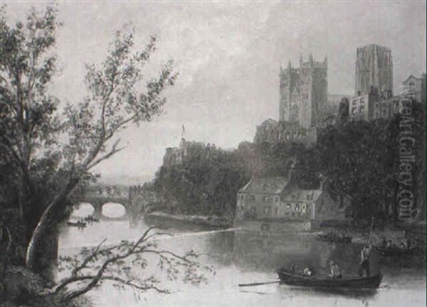 Durham Castle From The Wear Oil Painting by John Wilson Carmichael