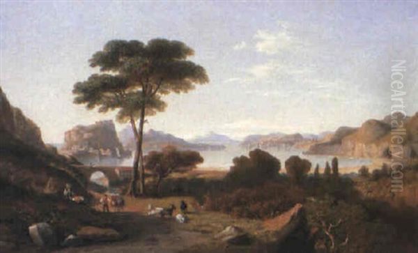 The Bay Of Baia From The Point Of Pozzuoli Oil Painting by John Wilson Carmichael