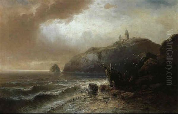 Polpear Point Oil Painting by John Wilson Carmichael