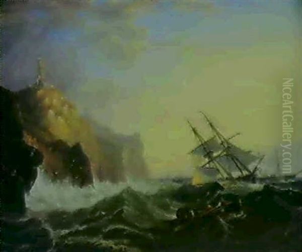 Shipping Off The Lizard Oil Painting by John Wilson Carmichael