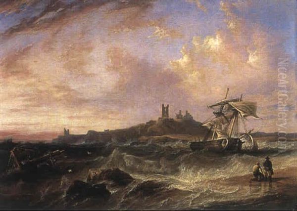 Seamen By The Wreck, 1863 Oil Painting by John Wilson Carmichael