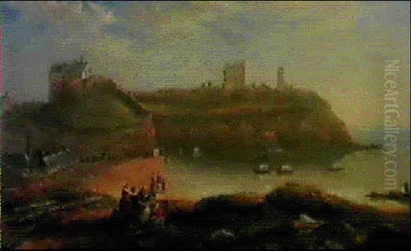 Bathing Machines At Prior's Haven, Tynemouth Oil Painting by John Wilson Carmichael