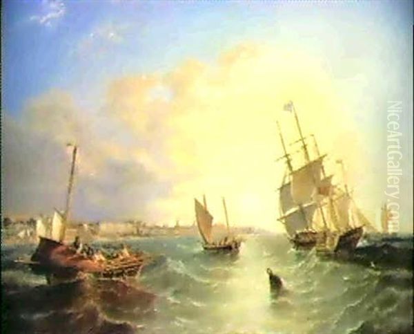 Shipping Off Great Yarmouth Oil Painting by John Wilson Carmichael