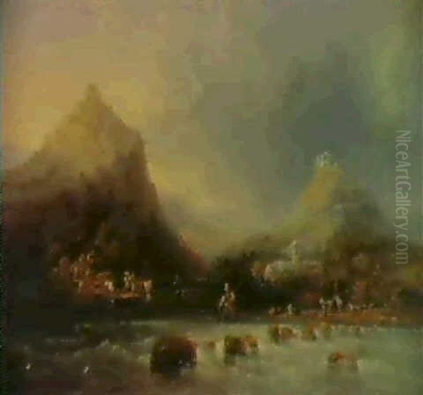 Nonnewerth On The Rhine Oil Painting by John Wilson Carmichael