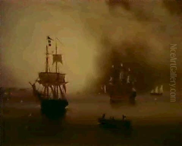 Becalmed Oil Painting by John Wilson Carmichael