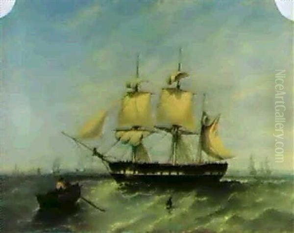 An Indiaman And Other Shippingat The Entrance To The Thames Oil Painting by John Wilson Carmichael