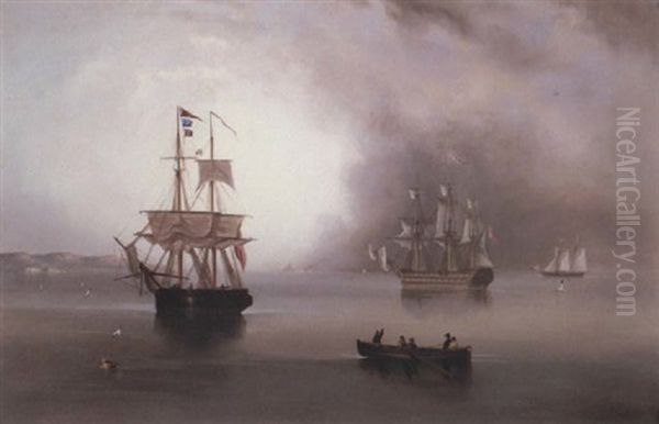 Becalmed Oil Painting by John Wilson Carmichael