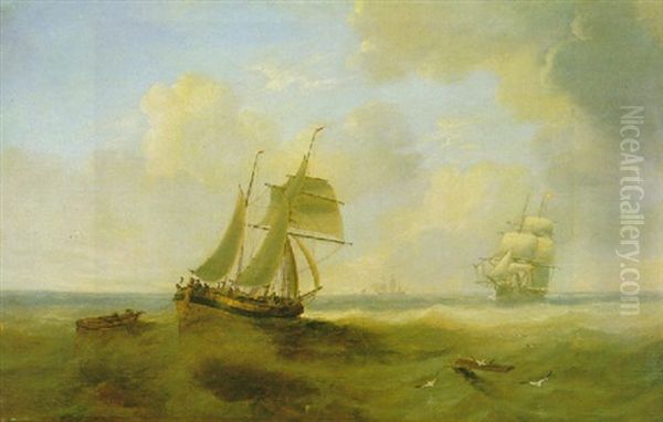 In The Channel Oil Painting by John Wilson Carmichael