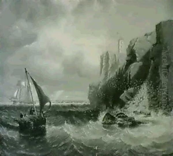 Shipping Off Flamborough Head Oil Painting by John Wilson Carmichael