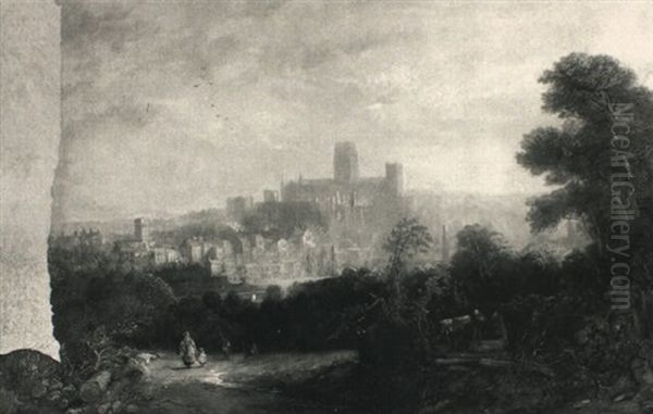 A View Of Durham With The Cathedral Oil Painting by John Wilson Carmichael