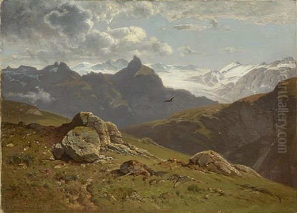 Alpine Landscape With Glacier Oil Painting by Dedo Carmiencke