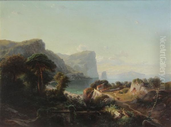 Italian Landscape Oil Painting by Johann Hermann Carmiencke