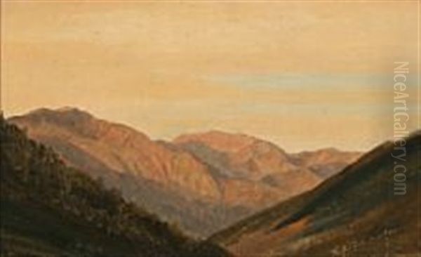 Sunny Mountains In Tyrol Oil Painting by Johann Hermann Carmiencke