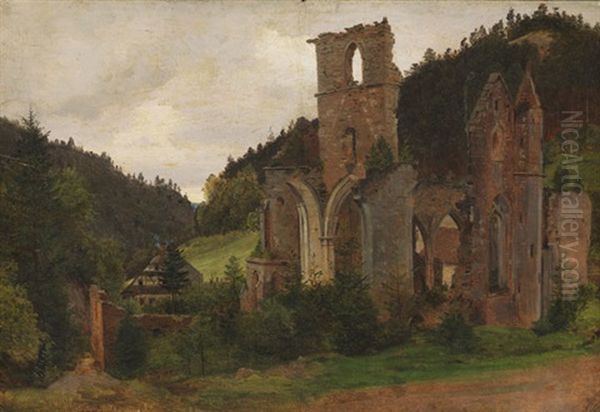 Klosterruine Allerheiligen Bei Oppenau Im Lierbachtal (schwarzwald) Oil Painting by Johann Hermann Carmiencke