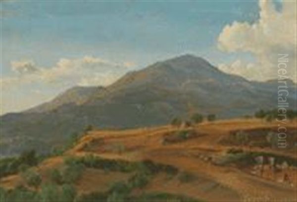 Landschaft Bei Subiaco Oil Painting by Johann Hermann Carmiencke