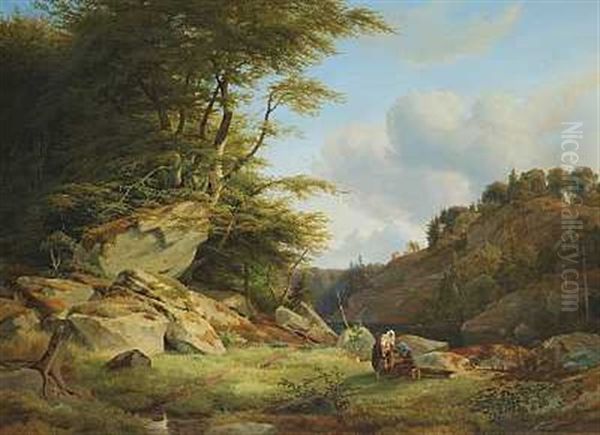 Parti I Naerheden Af Ronneby I Blekingen Oil Painting by Johann Hermann Carmiencke