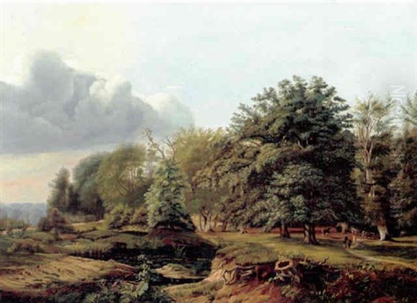 Parti Fra Hellebaek Oil Painting by Johann Hermann Carmiencke