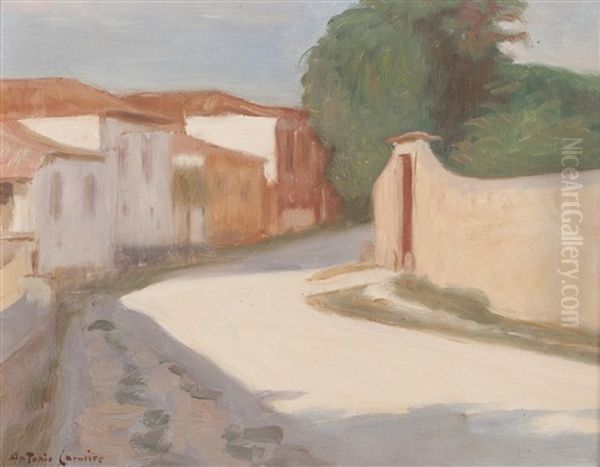 Street View With Houses Oil Painting by Antonio Carneiro