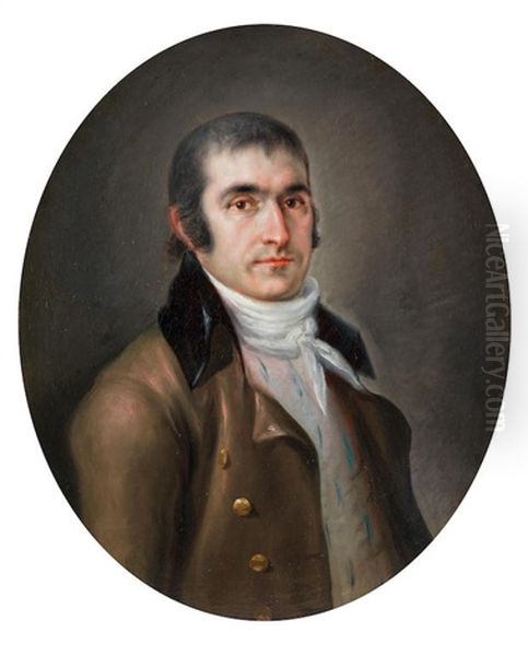 Portrait Of A Gentleman, Bust-length, In A Brown Coat Oil Painting by Antonio Carnicero Mancio