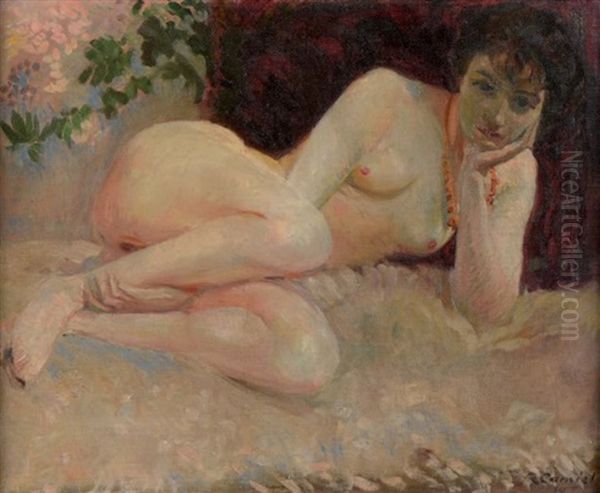 Femme Nue Allongee Oil Painting by Richard Carniel