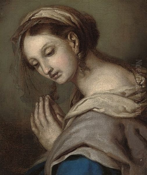 The Madonna In Prayer Oil Painting by Giovanni Carnovali