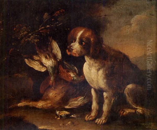 Hound Seated Beside Dead Game by Baldassare De Caro