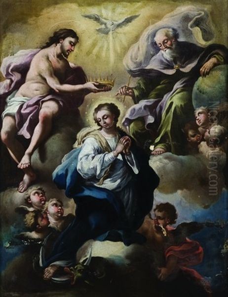 Immacolata Concezione Incoronata Dalla Trinita Oil Painting by Lorenzo De Caro